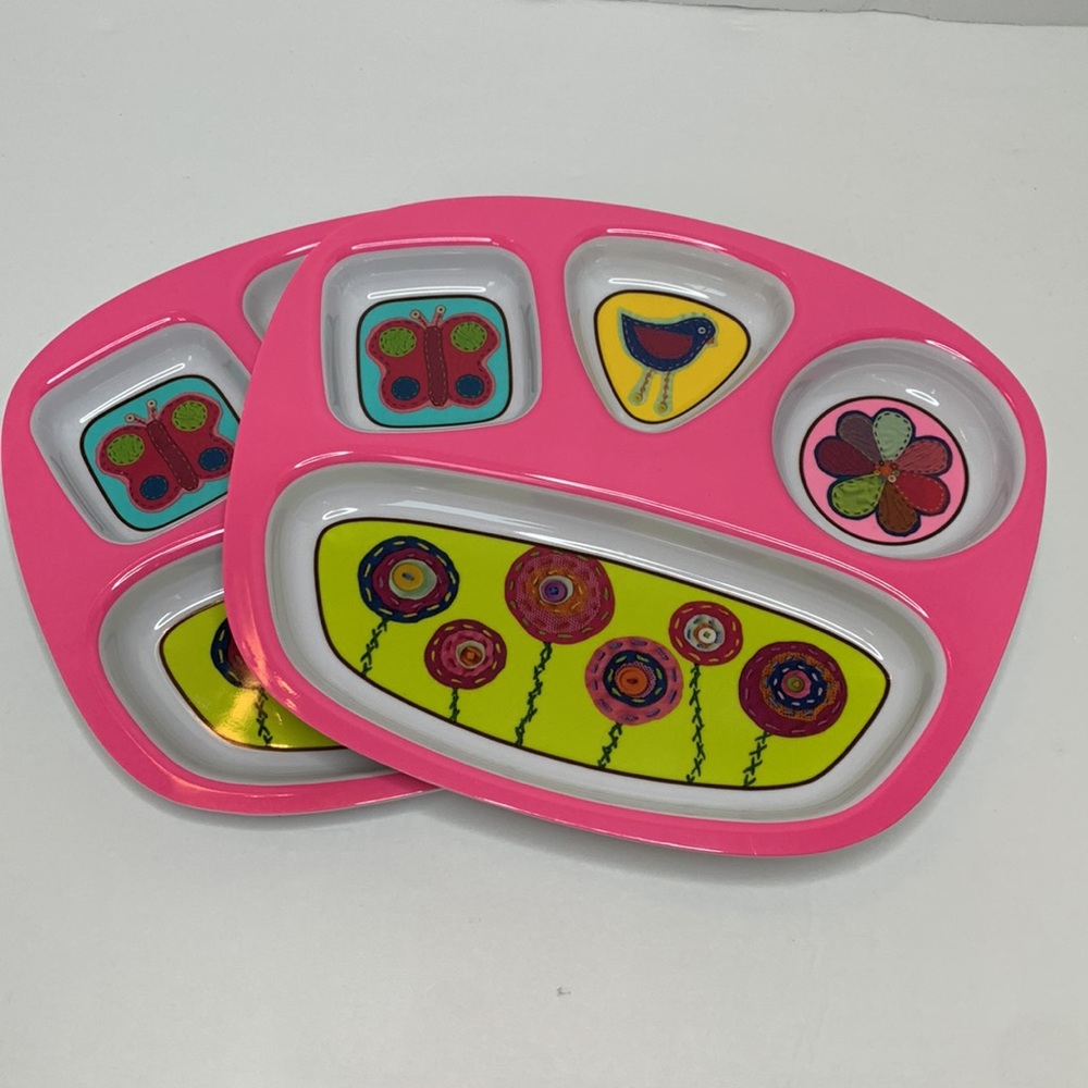 HOME Set of 2 Melamine Sectioned Plates